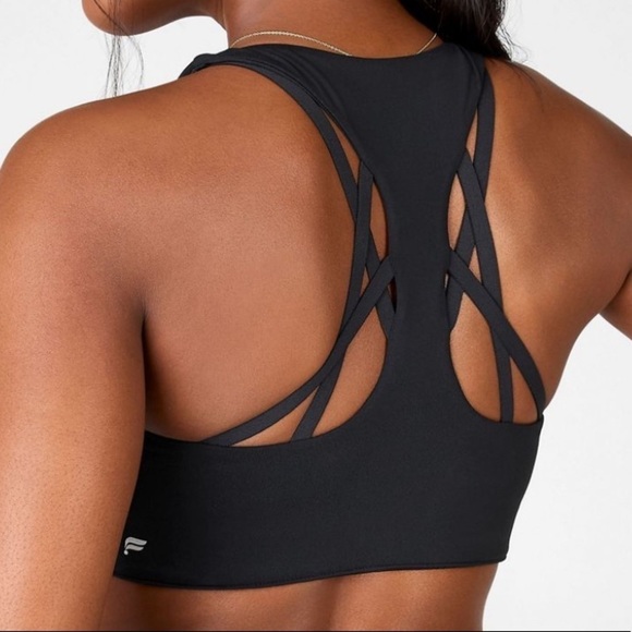 Fabletics black strappy back sports bra - Picture 1 of 6